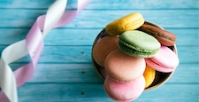 Macaroons and light blue background