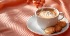 An Elegant Coffee with Delicious Cookies Presented on a Soft and Subtle Background