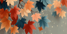 紅葉の葉が秋風になびいている