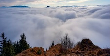 Magic View of Misty Clouds Motion in Alps Mountains Landscape at morning ,Time Lapse