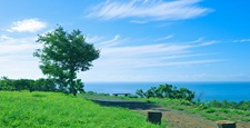 夏の風景　〜高台の公園と青い海と夏の空〜