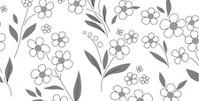 Wild flowers in folk style seamless pattern. Floral background. Graphic design of summer flowers. Monochrome black and white design.